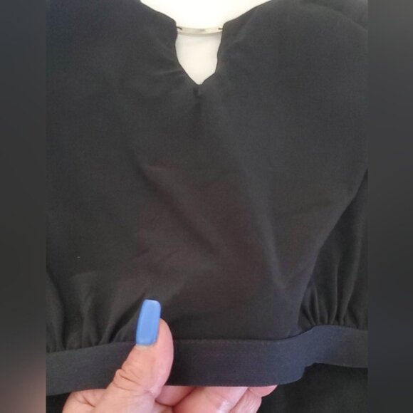 White House Black Market Black Sleeveless Front Ruffle Tie Halter Top Size M - Picture 4 of 6